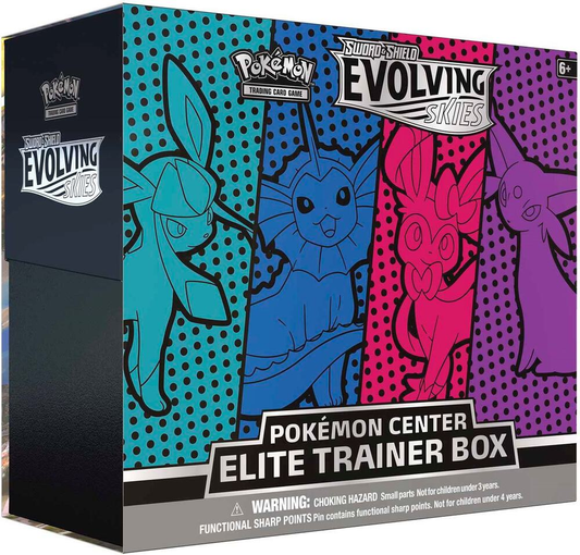 Evolving Skies Pokemon Center Elite Trainer Box [Glaceon/Vaporeon/Sylveon/Espeon] (Shrink Rip)